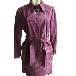 Vintage Women's Jacket Skirt Set sz 8 1970's Purple Velveteen Chuck Howard MOD